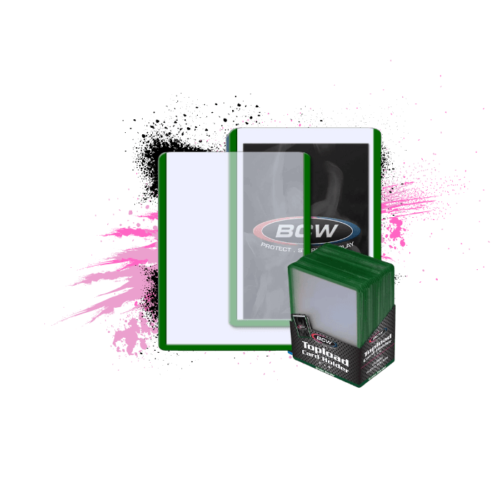 3x4 BCW Toploader: Green Border 25 Count