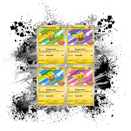 Pokemon (IDN) Berkemeja BATIK Set - 101, 154, 155, 190/SV-P Pikachu Indonesia Journey Promo Cards