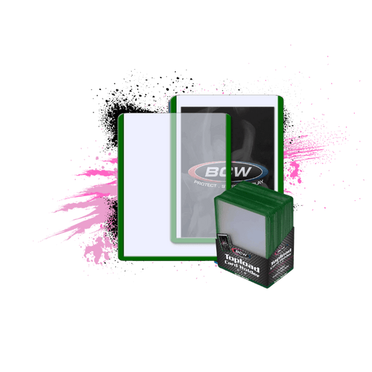 3x4 BCW Toploader: Green Border 25 Count